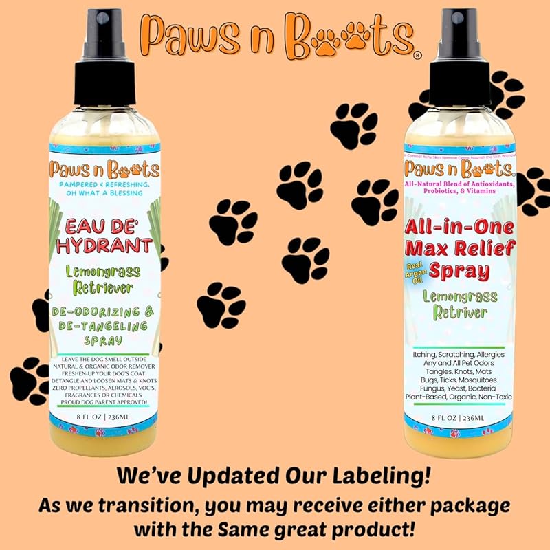 All-in-One Dry Shampoo Spray – 100% Natural, Plant-Based. Removes All Pet Odors, Tangles, & Mats. Fast Relief for Itching, Inflammation. Safe to Use on Toys, Clothes, Furniture, Pets. Tear Free. Lemongrass