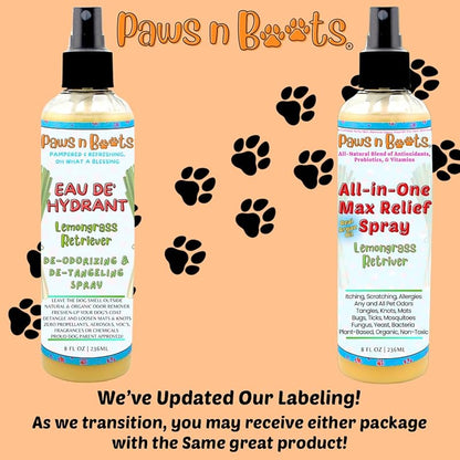 All-in-One Dry Shampoo Spray – 100% Natural, Plant-Based. Removes All Pet Odors, Tangles, & Mats. Fast Relief for Itching, Inflammation. Safe to Use on Toys, Clothes, Furniture, Pets. Tear Free. Lemongrass