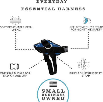 ShawnCo Essential Dog Harness, No-Pull Pet Vest with 3 Leash Clips, No Choke, Reflective, Adjustable and Padded, for Easy Walking and Training for Small, Medium and Large Dogs (White Sharks, L)