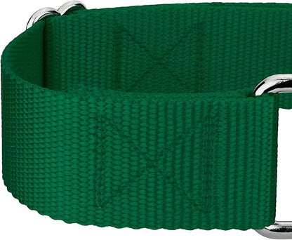 Country Brook Petz 1 1/2 Inch Martingale Heavy Duty Nylon Adjustable Dog Collar for Small, Medium, Large Breeds - Vibrant 17 Color Selection (Green, Medium)
