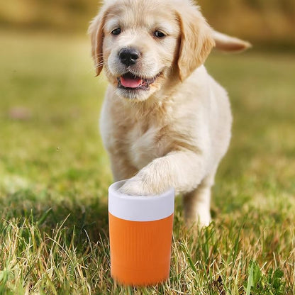 Pet Foot Washing Cup, Portable Pet Foot Washer with Soft Brush Muddy Dog Paw Cleaner for Dogs/Cats Feet Cleaning Tool(Orange)