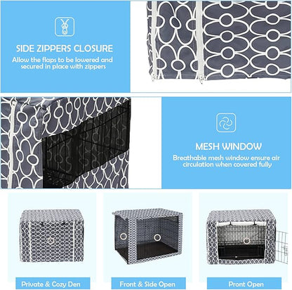 Dog Crate Cover Kennel Dogs Covers fits Small Medium Large crates cage Heavy Nylon Waterproof soundproof Indoor Outdoor - Cover only - Grey - 36 inch
