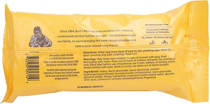 Burt's Bees for Pets Deodorizing Wipes with Witch Hazel, 95% Natural Origin Formulas, Odor Control Dog Wipes - Gentle Dog Deodorizing Wipes, Lemongrass and Sage Fragrance 50ct