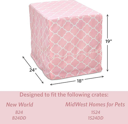 New World Pet Products Dog Crate Cover Featuring Teflon Fabric Protector, Dog Crate Cover Fits Midwest 24-Inch Dog Crates, Pink Designer Pattern