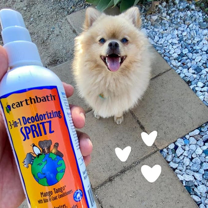 earthbath, Mango Tango 3-in-1 Dog & Puppy Deodorizing Spritz - Dog Odor Eliminator for Strong Odor, Cruelty-Free Dog Cologne, Dog Wash Spray, Made in USA, Dog Bathing Supplies - 8 Oz (2 Pack)