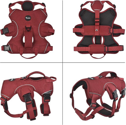 Petmolico Escape Proof Dog Harness Vest, Adjustable No Pull Vest Reflective Dog Harness Vest for Large Dogs(Red,Medium)