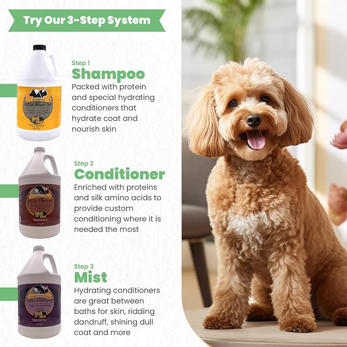 Best Shot Ultra Wash Too Shampoo with Pet Coat Release Technology, Coat and Skincare Product for Dogs and Cats, Quick-Rinsing, 1 Gallon