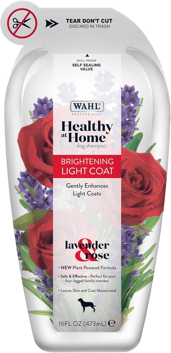 Wahl Professional Animal Healthy at Home Dog Shampoo - Plant Powered Grooming Shampoo - Brightening Light Coat