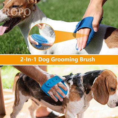 ROPO Dog Grooming Brush, 2pcs Pet Cat and Dog Comb Tool Materials, Easy to Use, Lightweight and Portable, Suitable for Any Pet with Hair Guarantee