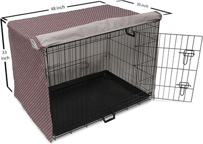 Lunarable Dusty Rose Dog Crate Cover, Retro Polka Dots Pattern in Pink Colors Spotted Texture Image, Easy to Use Pet Kennel Cover for Medium Large Dogs, 48 Inch, Pink Peach Charcoal Grey