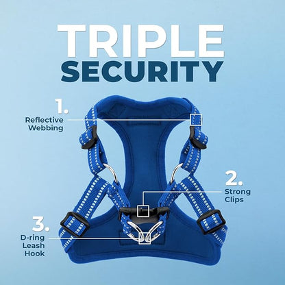 Best Pet Supplies Voyager Adjustable Dog Harness Leash Set with Reflective Stripes for Walking Heavy-Duty Full Body No Pull Vest with Leash D-Ring, Breathable All-Weather - Harness (Royal Blue), M
