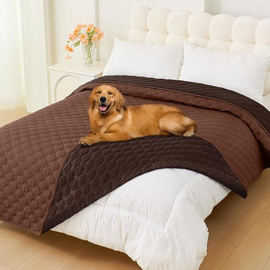 Smiry Waterproof Dog Blanket, Soft Dog Bed Cover Pet Blanket, Reversible Couch Cover for Dogs Washable, Pet Couch Covers for Sofa Furniture Protector for Puppy Cat (82x82 Inch, Brown/Chocolate)