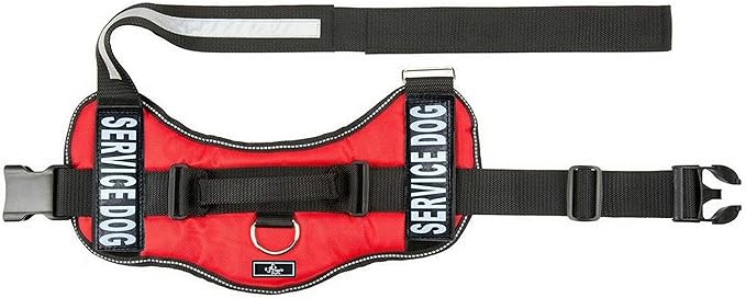 Service Dog Harness with Removable Saddle Bag Backpack Carrier Traveling Carrying Bag. 2 Removable Patches. Please Measure Dog Before Ordering. Made by Doggie Stylz (Girth 24-31", Red)