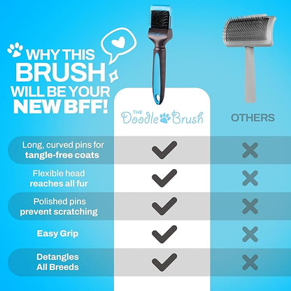 Doodle Brush for Dogs – Dog Brush for Doodle, Goldendoodle, Bernedoodle, Poodles – Flexible Head Dog Detangler for Dematting - Brushes for Doodles - Slicker Brushes for Grooming - Single Head