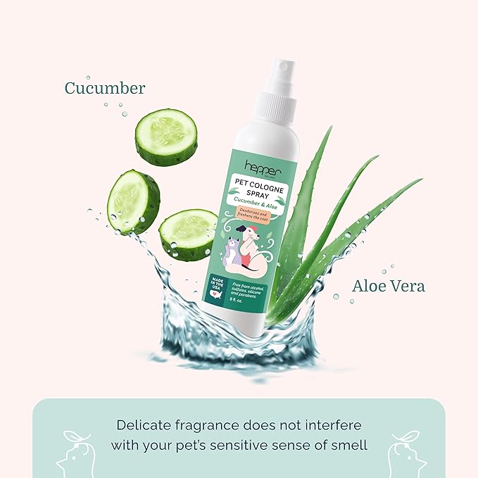 Hepper Pet Cologne Spray - Long-Lasting Dog/Cat Cologne & Perfume Spray for Pups/Kittens - Grooming Elegance & Enduring Fragrance! Aloe and Cucumber Fresh Scent