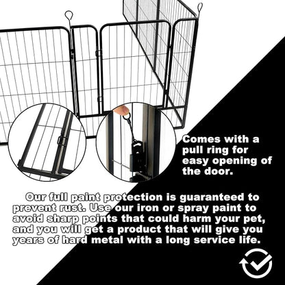 Dog Playpen,24 in(H) Pet Fence Outdoor for Rv Camping,Garden Fence Animal Barrie for Yard,Total 16 Panels with Gate 29Ft(L) Black Metal Temporary Fencing