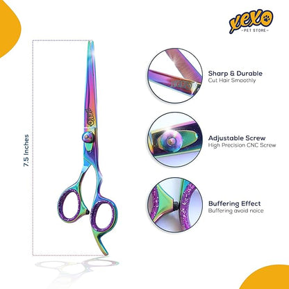 Straight Dog Scissors - Essential Scissors for Pet Grooming - 7.5" Right Handed Sharp Stainless Steel Shear