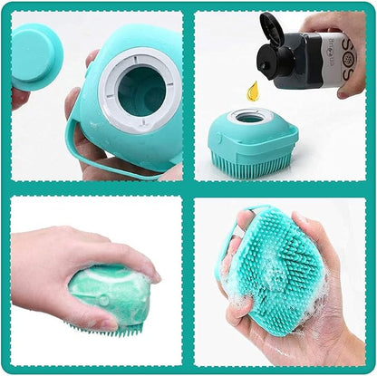 Shampoo Cat Dog Sink Brush Washing Soap and Shampoo for Long Short Haired Dogs Cats Shower Pet Grooming Bath Soft Silicone Bristle Massage Brush OZE-50 (Pink, Standart)