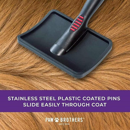 Paw Brothers Soft Pin Curved Slicker Brush for Dogs, Coated Tips, Maximum Coverage, Gentle on Skin, Small
