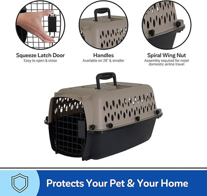Petmate Vari Dog Kennel 19", Taupe & Black, Portable Dog Crate for Pets up to 10lbs, Made in USA