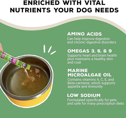 Brutus Broth Instant On The Go Vegetable Powder for Dogs - Vegetable Powder with Omegas 3, 6 & 9 & Turmeric - Human Grade Dog Food Toppers for Dry Food & Picky Eaters - 10 Stick (Salmon Flavor)