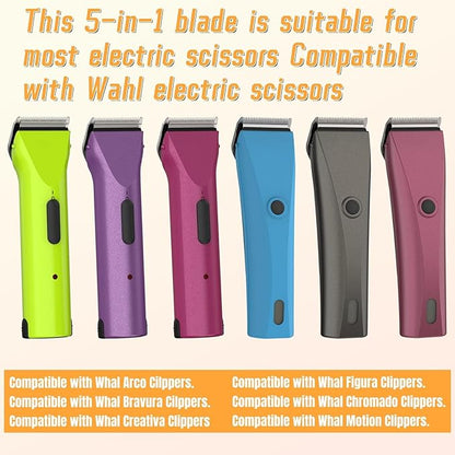 Professional Animal 5-in-1 Adjustable Blade Compatible with WAHL Arco, Bravura, Chromado, Creativa, Figura, and Motion Pet, Dog, and Horse Clippers, Replacement for WAHL-Fine (2179-301). Black-2Pcs