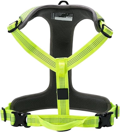 Chai's Choice Dog No Pull Harness Large (Neon Yellow) | Comfortable & Secure Adjustable Strap with Double Leash Clips | No-Choke & Easy Release | 3M Reflective Stripes for Dog Visibility