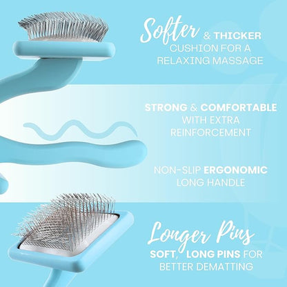 Dog Slicker Brush for Grooming Pet Hair - Best For Poodle & Golden Doodle - Long Haired Brush For Dogs - Goldendoodle Long Pins Tool For Dematting- Ideal Gift for Pet Groomers