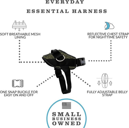 ShawnCo Essential Dog Harness, No-Pull Pet Vest with 3 Leash Clips, No Choke, Reflective, Adjustable and Padded, for Easy Walking and Training for Small, Medium and Large Dogs (Military Camo, L)