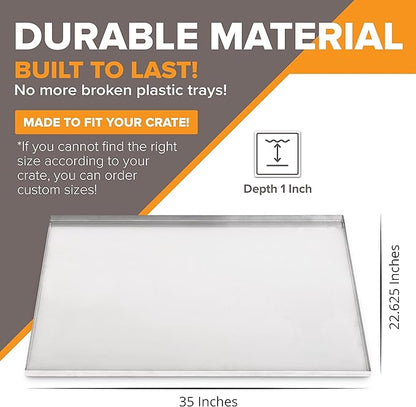 GZ 35x22.625x1 Frisco Metal Replacement Crate Tray for Heavy Duty Single and Double Door Dog Crate Chew Proof Crack Proof Multipurpose Tray (Galvanized, 35" L X 22.625" W X 1")