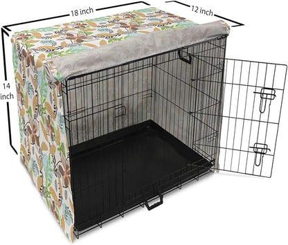Lunarable Paint Dog Crate Cover, Leaf Petals Flourish Summer Florets Dahlia Romantic Girls, Easy to Use Pet Kennel Cover for Small Dogs Puppies Kittens, 18 Inch, Sand Brown Pale Blue