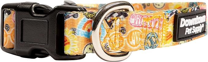 Downtown Pet Supply - Best, Cute & Fancy Dog Collar - Lightweight Adjustable Dog Collar with Quick Buckle & D-Ring - Hand Wash Safe - Good Vibes - S - Small Dog Collar