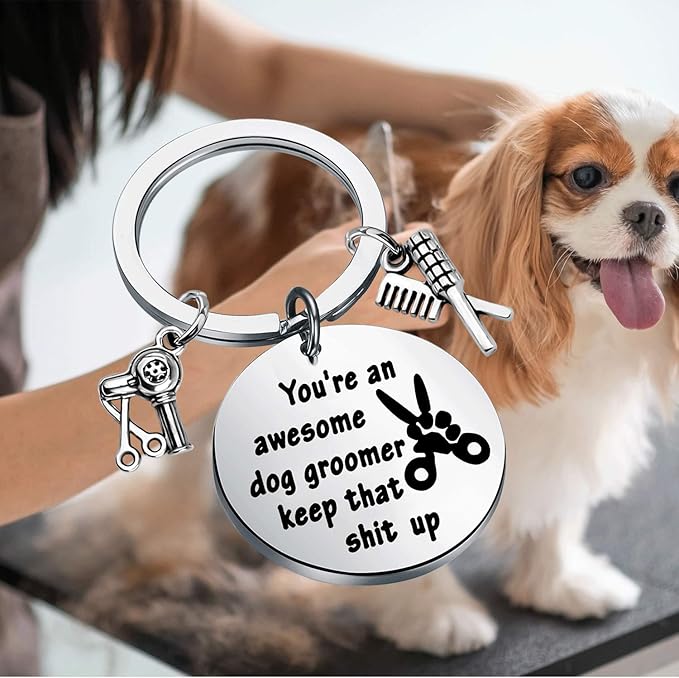 WSNANG Dog Groomer Gift You're an Awesome Dog Groomer Keychain Pet Groomer Gift Thank You Gift
