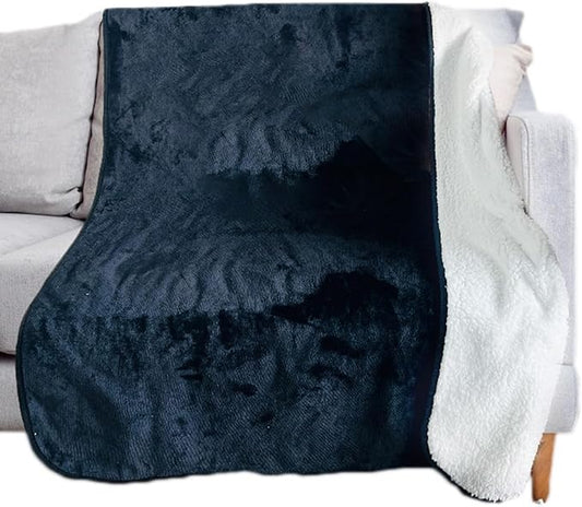 Bucephalus Waterproof Dog Blanket, Thick Reversible Soft Pet Blankets for Couch Bed Protection, Pee Proof Sherpa Fleece Blanket for Small Medium Large Dogs Puppy Cats Washable (Black,50"×60")