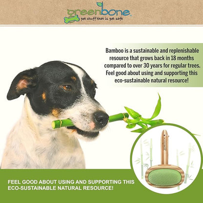 Pet Spa Slicker Brush - All-Natural Bamboo Pet Grooming Brush - Entirely Made from Sustainable Bamboo for Dogs & Cats
