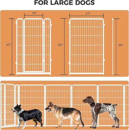 FXW Homeplus Dog Playpen for Indoor Use - Stress-Free and Safe Play, Heavy Duty 45 Inch 6 Panels Dog Pen for Large Dogs, White│Patented