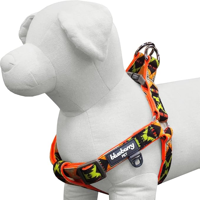 Blueberry Pet 2 Colors Soft & Comfy Step-in Southwestern Vintage Tribal Print Padded Dog Harness, Chest Girth 15.5" - 19.5", Extravagant Orange, XS/S, Adjustable Harnesses for Dogs