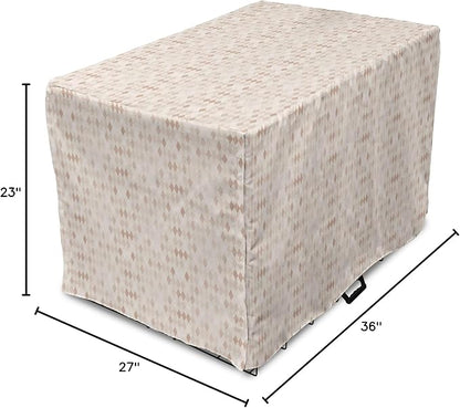 Lunarable Cream Dog Crate Cover, Geometrical Design Soft Colored Diamond Line Harlequin Background Pattern Classic Image, Easy to Use Pet Kennel Cover for Medium Large Dogs, 36 Inch, Tan