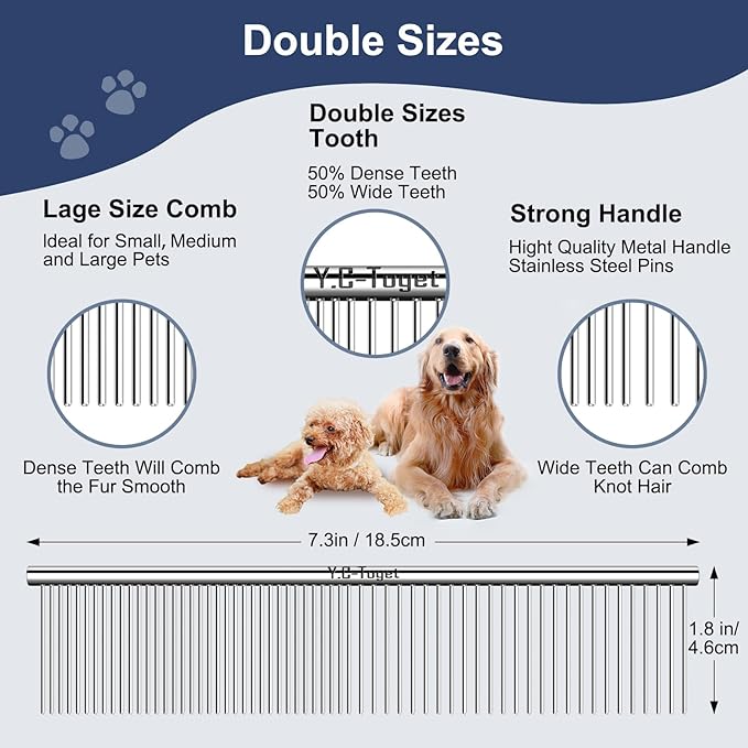 Slicker Dog Grooming Brush and Comb for Goldendoodle Poodle Doodle- Dog Slicker Brush for Long Haired Dogs- Good For Daily Brushing- Detangle & Undercoat