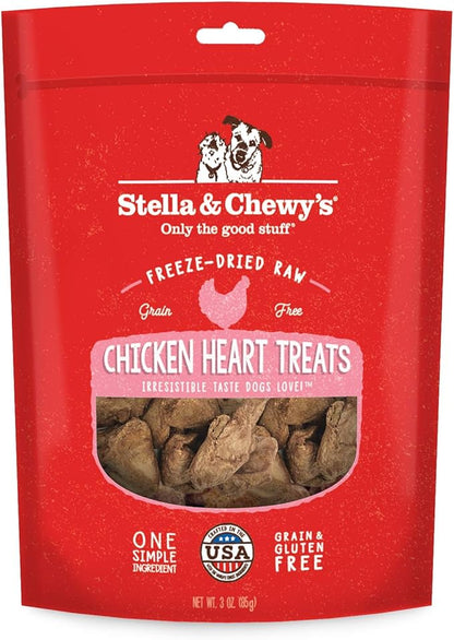 Stella & Chewy's Freeze-Dried Raw Single Ingredient Chicken Hearts Dog Treats, 3 oz. Bag