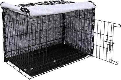Dog Crate Cover for Wire Crates, Fits Most 42" inch Dog Crates. Easy to Put On, Take Off, and Adjust - Cover only - Black -42 Inch