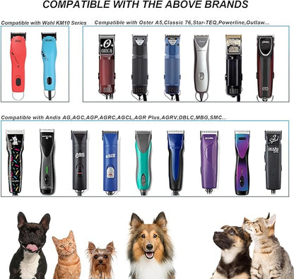 4FC Detachable Pet Clipper Replacement Blades Compatible with Andis/Oster A5/Wahl KM10 Series Dog Clipper,Made of Ceramic Blade & Stainless Steel Blade,Size 4FC Cut Length 3/8-Inch（2 Pack）