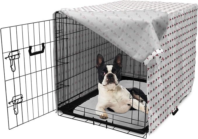 Lunarable Football Dog Crate Cover, Sportss Pennants Balls with Retro Burst Effect Graphic Game, Easy to Use Pet Kennel Cover for Small Dogs Puppies Kittens, 22 Inch, Maroon Black White
