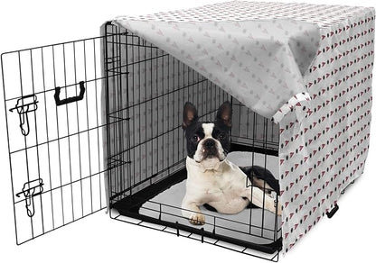 Lunarable Football Dog Crate Cover, Sportss Pennants Balls with Retro Burst Effect Graphic Game, Easy to Use Pet Kennel Cover for Small Dogs Puppies Kittens, 22 Inch, Maroon Black White