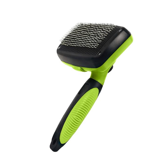 Pet Hair Slicker Brush, Pet Grooming, Smooths Pet Coat, Cat and Dog Slicker Hair Brush, Removes Loose Fur, Ideal for Short to Long Hair, Comfortable Grooming., Regular, Green