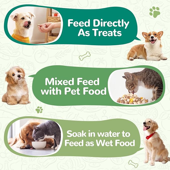 Freeze Dried Cat Treats, Raw Chicken Food for Dogs Cats, Single Ingredient, High Protein Natural Healthy Topper, 3.8 oz