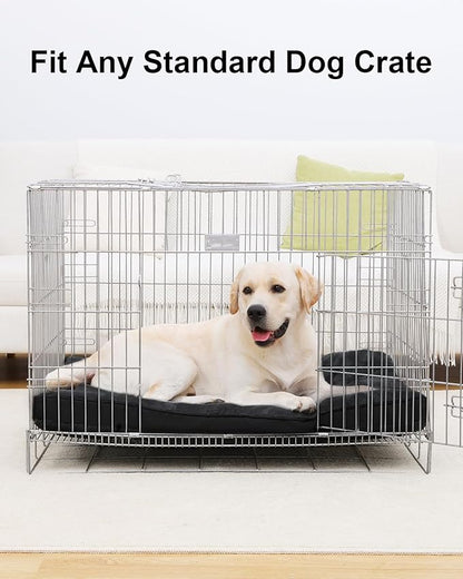 Dog Crate Bed for Large Size Dogs,Washable Dog Kennel Pad Ultra Soft Pet Sleeping Mat for Cages,Anti-Slip Bottom,35x22 inch,Black