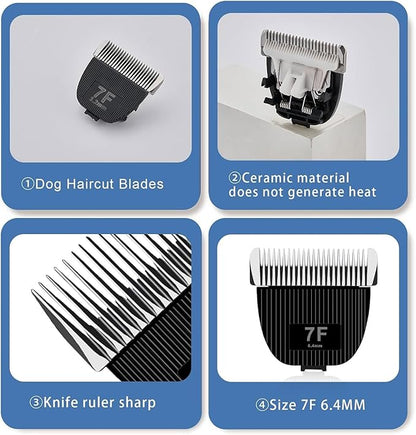 Replacement Blade for nebot P1 Pro Pet Grooming Kit & Vacuum,Size-7F Cut Length 1/8"(3.2mm),Made of Ceramic Blade & Stainless Steel Blade,2 Pack
