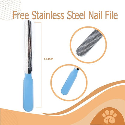 Pet Nail Clippers and Trimmers Feature a Safety Guard for Safe Professional Grooming - Heavy-Duty Design with Nail Files, Ideal for Dogs and Cats - Razor-Sharp for Precise Trimming