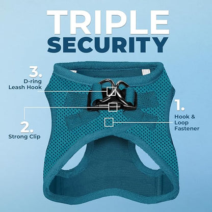 Voyager Step-In Air Dog Harness - All Weather Mesh, Reflective, No Pull Harness for Small, Medium Dogs, Cats - Secure with Hook & Loop Fastener, Buckle, Double D-Rings - Turquoise, XXS